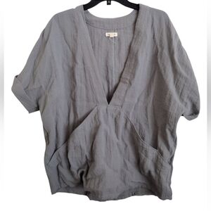Silence + Noise Grey Carson Plunge Front Top With Pockets Size Medium